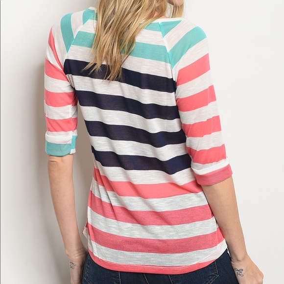 Scoop Neck Striped Tee - Picture 2 of 7